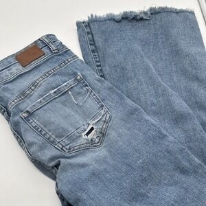BKE Parker Super Flare Blue Jeans Womens 27 X 33.5 (FITS 29 X 33.5) Distressed